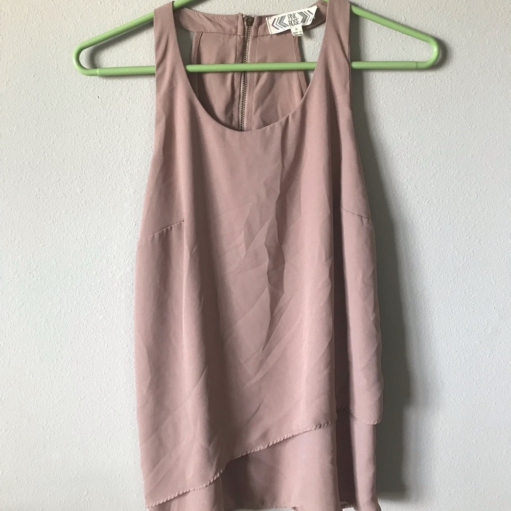 Rose colored two layered top